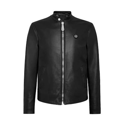 PHILIPP PLEIN Solid Color Zip-Up High Neck Jacket Black FACC-MLB1592-PLE010N-02