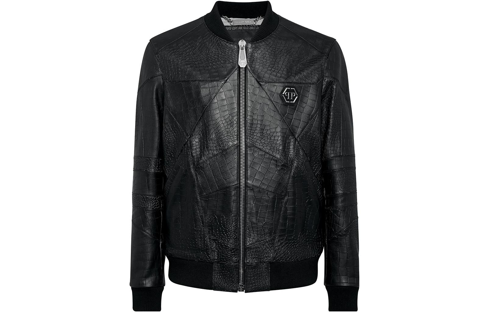 PHILIPP PLEIN Solid Logo Badge Bomber Jacket FABCMLB1567PLE010N