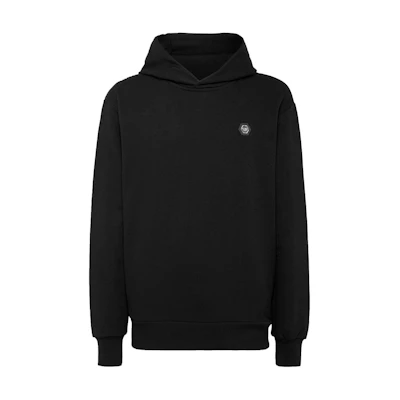 PHILIPP PLEIN Solid Logo Embroidered Hoodie Black Long Sleeve FACC-MJB3071-PJO002N-02