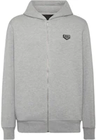 PHILIPP PLEIN Solid Logo Patch Zip Hoodie Grey UADC-MJB3569-PTE003N-GRAY PHILIPP PLEIN Solid Logo Patch Zip Hoodie Grey UADC-MJB3569-PTE003N-GRAY