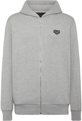 PHILIPP PLEIN Solid Logo Patch Zip Hoodie Grey UADC-MJB3569-PTE003N-GRAY Buy PHILIPP PLEIN Solid Logo Patch Zip Hoodie Grey UADC-MJB3569-PTE003N-GRAY
