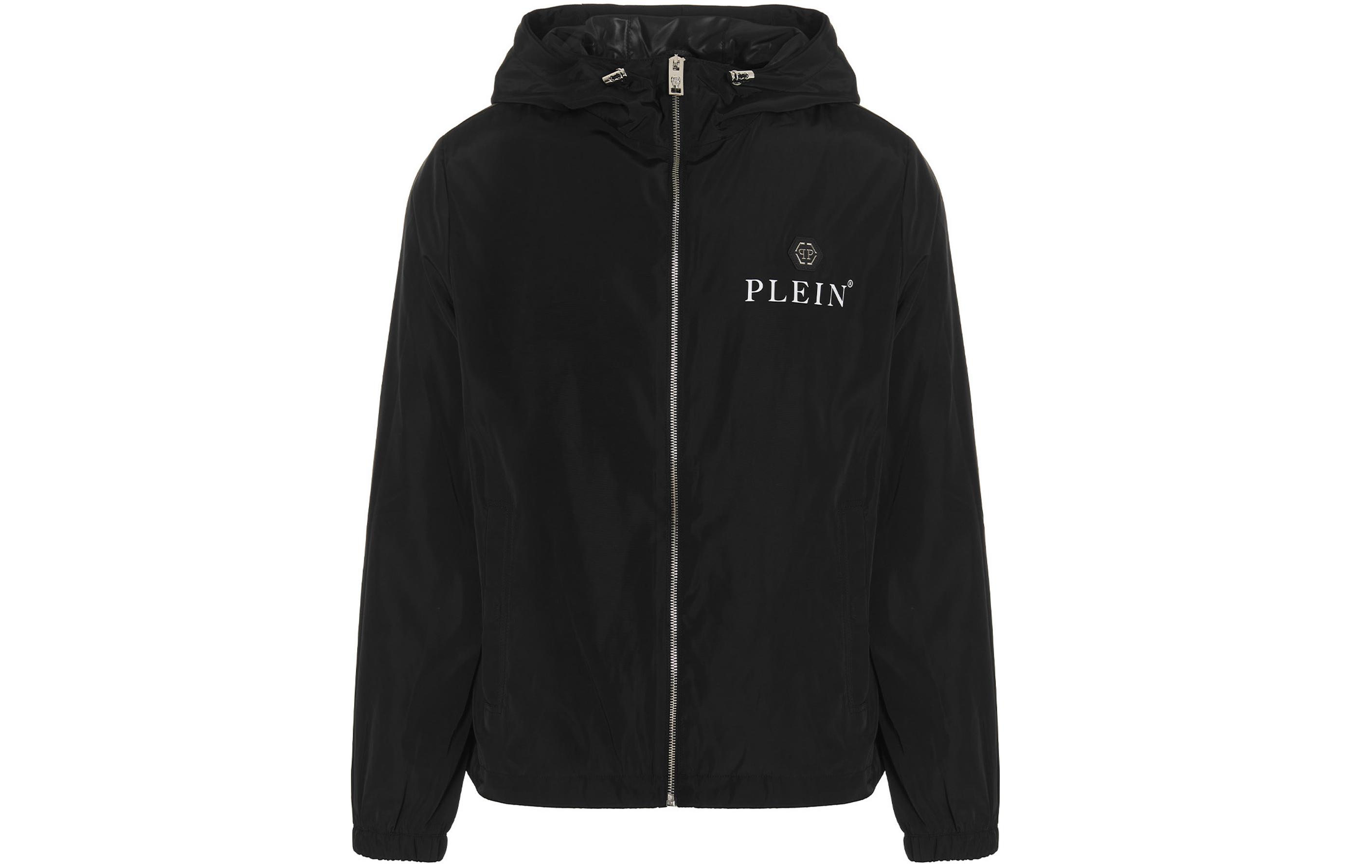 PHILIPP PLEIN Solid Logo Print Zip-Up Hoodie Jacket MRB2011PNY002N02