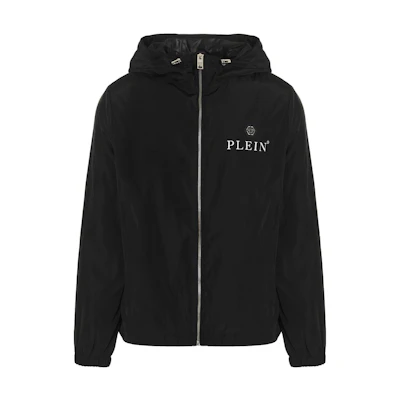 PHILIPP PLEIN Solid Logo Print Zip-Up Hoodie Jacket MRB2011PNY002N02