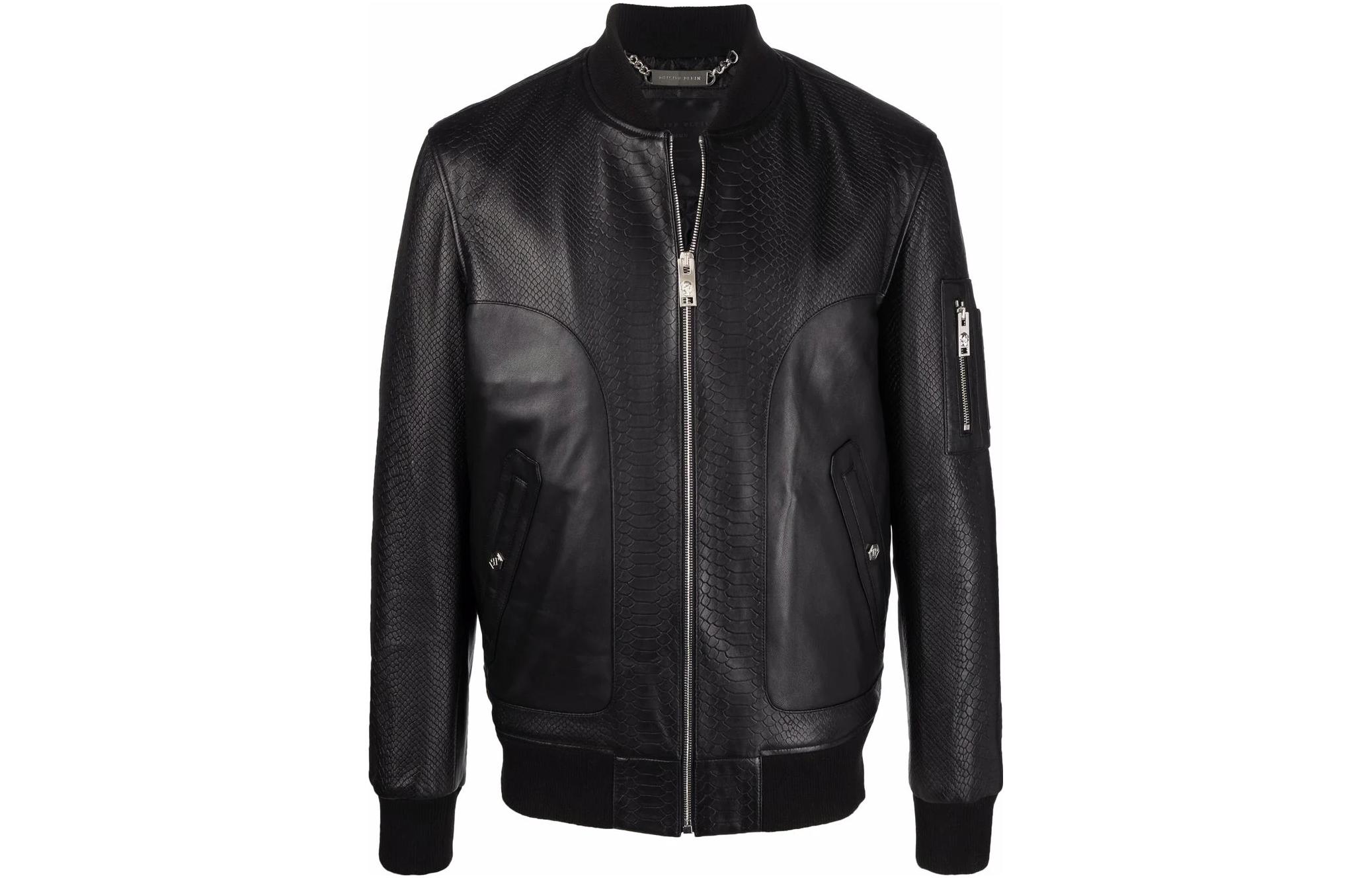 PHILIPP PLEIN Solid Long-Sleeve Zip-Up Jacket PABC-MLB1507-PLE010N-02