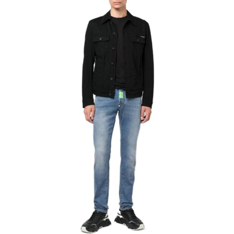 Lookbook PHILIPP PLEIN 男士藍色直筒拉鍊牛仔褲 MDT3114-PDE004N-05GD