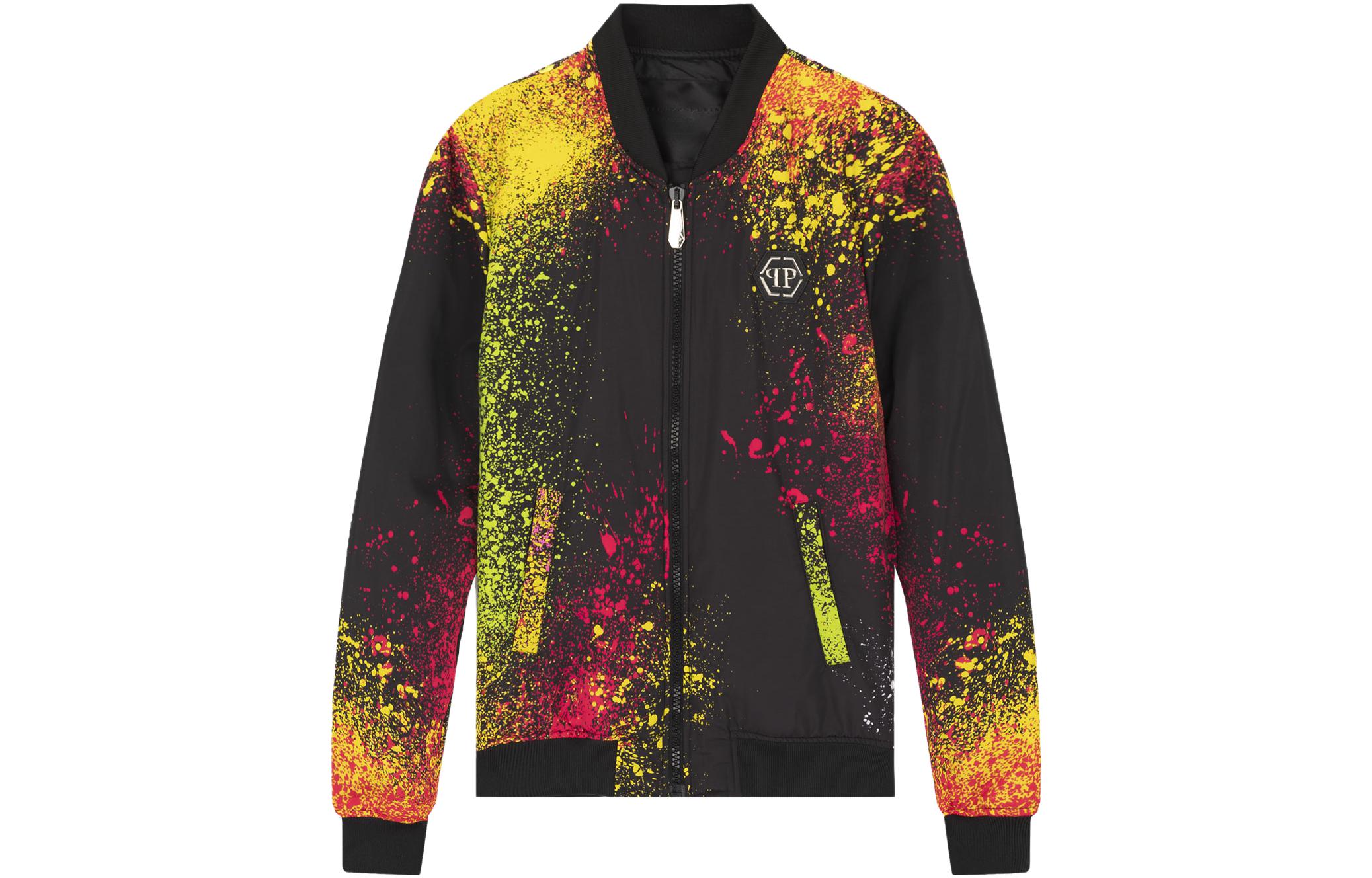 PHILIPP PLEIN Splatter Print Zip-Up Jacket Multicolor P20C-MRB1450-PTE003N-02
