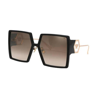 PHILIPP PLEIN Square Minimalist Sunglasses Black SPP028M700X