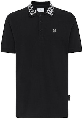 PHILIPP PLEIN SS22 黑色標誌印花短袖POLO衫. FABC-MTK5721-PTE003N-0201 Order PHILIPP PLEIN SS22 黑色標誌印花短袖POLO衫. FABC-MTK5721-PTE003N-0201