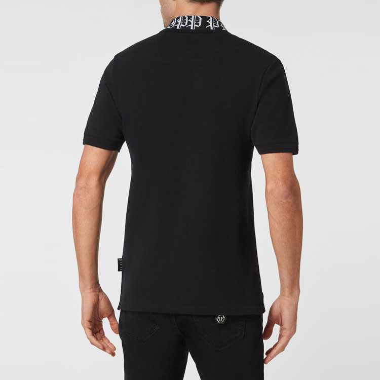 Purchase フィリッププレイン SS22 ブラック ロゴプリント 半袖 ポロシャツ FABC-MTK5721-PTE003N-0201