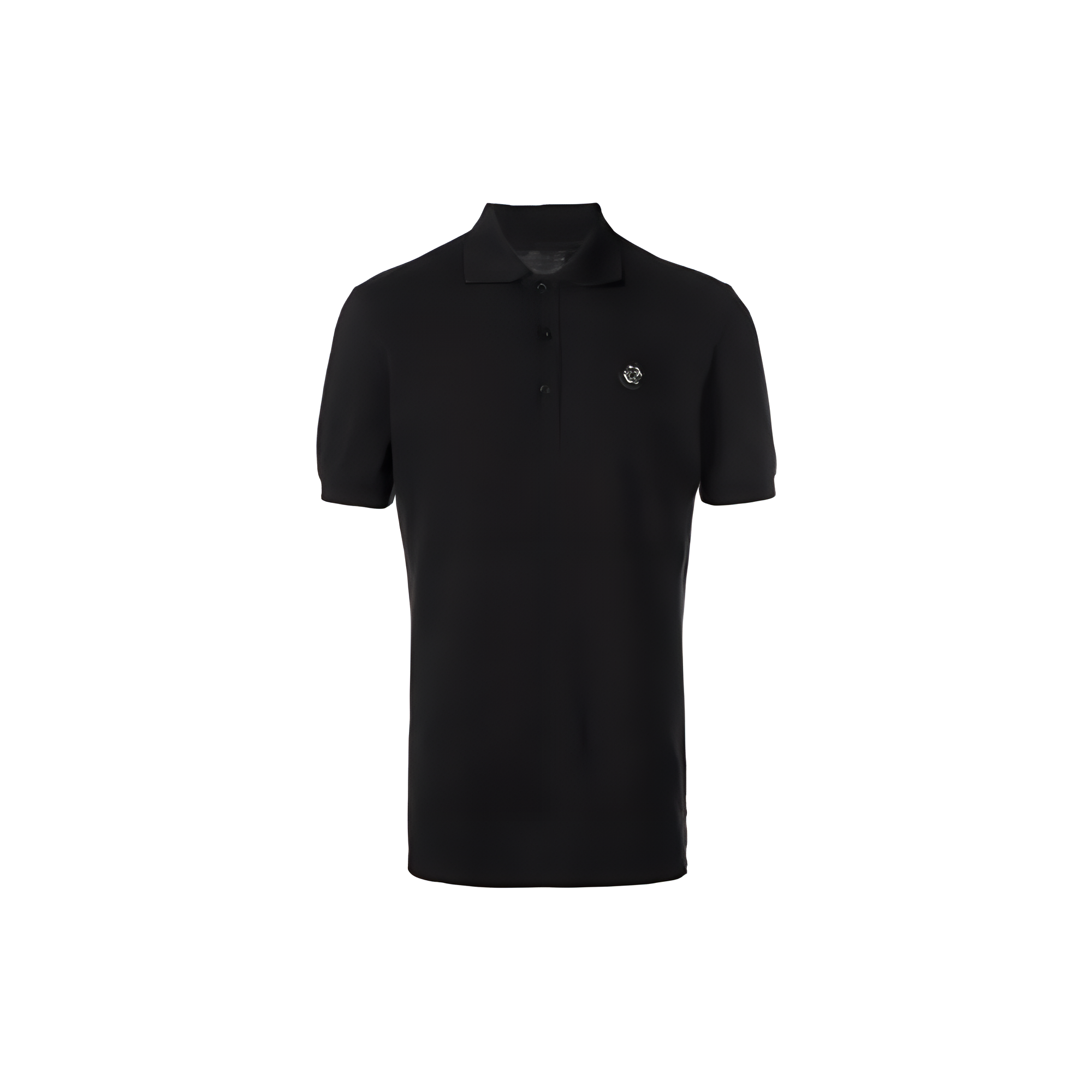 PHILIPP PLEIN SS22  Black Solid Logo Short-Sleeve Polo Shirt. S19C-MTK3005-PJY002N-02