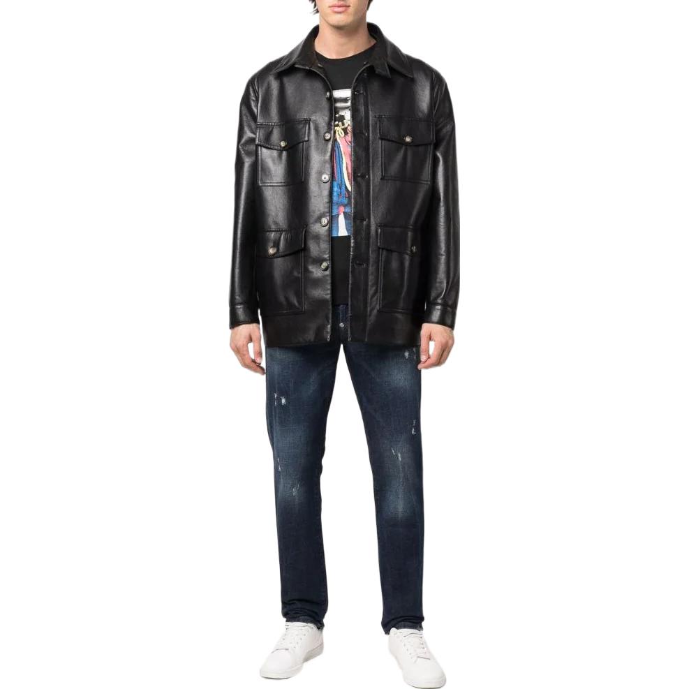 Lookbook PHILIPP PLEIN SS22 刷破標誌修身牛仔褲 藍色 SABCMDT2706PDE004N14DD