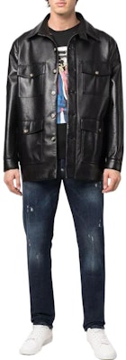 PHILIPP PLEIN SS22 刷破標誌修身牛仔褲 藍色 SABCMDT2706PDE004N14DD Lookbook PHILIPP PLEIN SS22 刷破標誌修身牛仔褲 藍色 SABCMDT2706PDE004N14DD