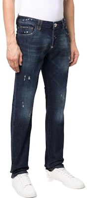 PHILIPP PLEIN SS22 刷破標誌修身牛仔褲 藍色 SABCMDT2706PDE004N14DD Shop PHILIPP PLEIN SS22 刷破標誌修身牛仔褲 藍色 SABCMDT2706PDE004N14DD