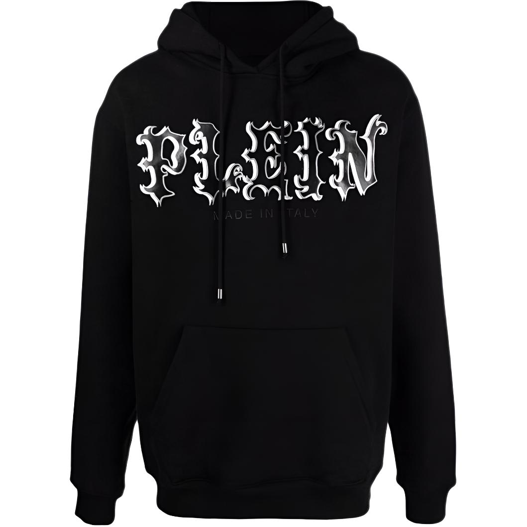 PHILIPP PLEIN SS22 Baroque Letter Print Hoodie Black Fashion Hoodie FAACMJB2502PJO002N02