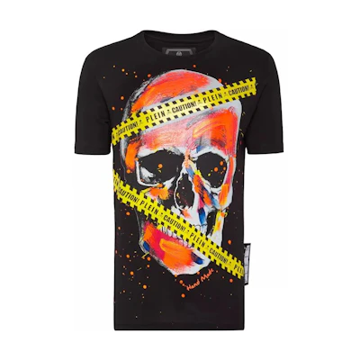 PHILIPP PLEIN SS22 Black Graphic Print Crewneck Short-Sleeve T-Shirt Men S19C-MTK3072-PJY002N-02