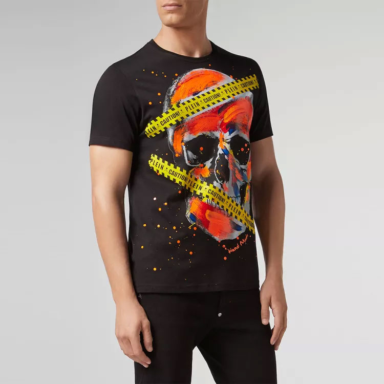 Purchase PHILIPP PLEIN SS22 黑色圖案印花短袖圓領T恤 男款 S19C-MTK3072-PJY002N-02