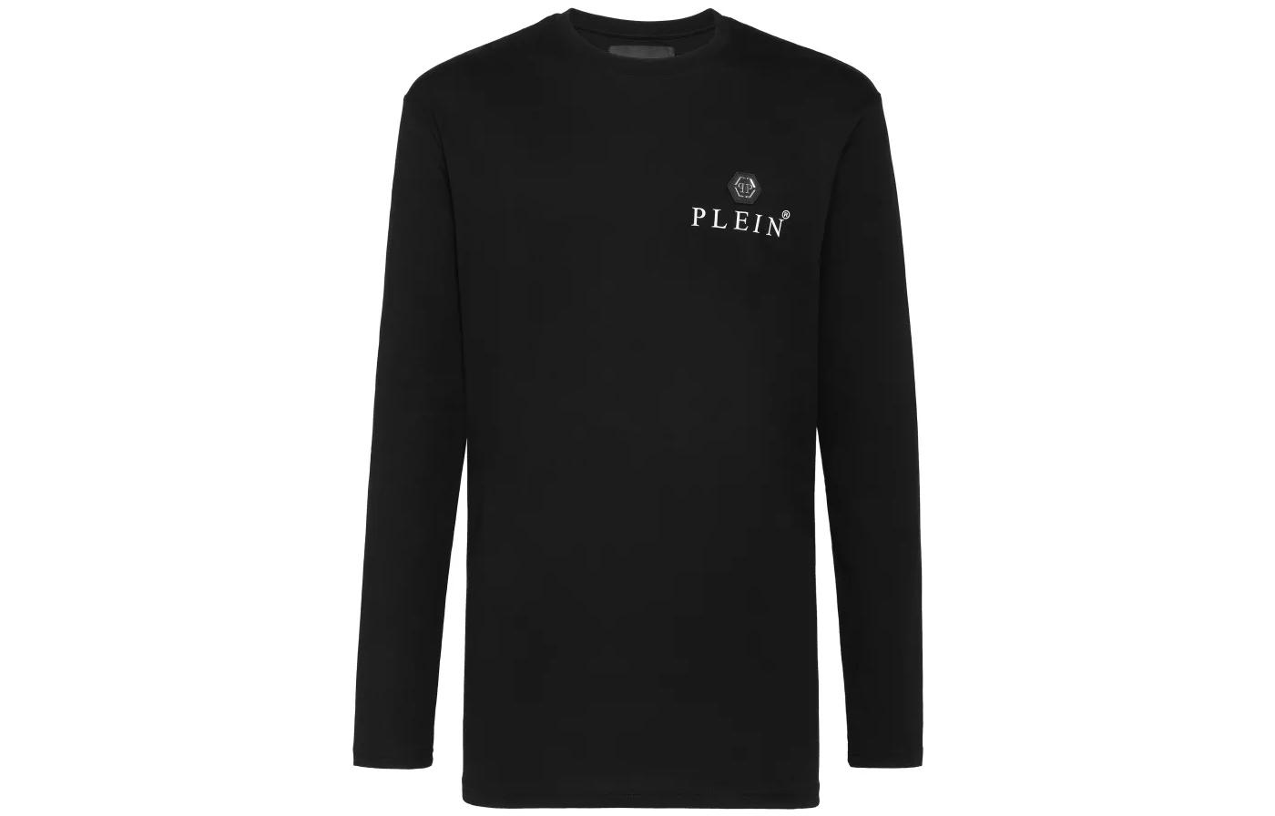 Order PHILIPP PLEIN SS22 男士黑色修身長袖T恤 Logo印花 FAAC-MTK5122-PJY002N-02