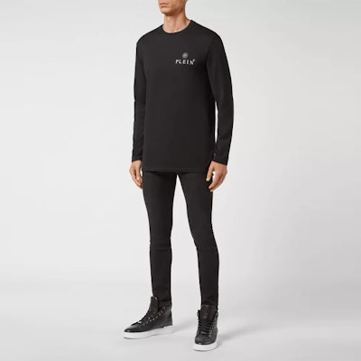 PHILIPP PLEIN SS22 男士黑色修身長袖T恤 Logo印花 FAAC-MTK5122-PJY002N-02 Lookbook PHILIPP PLEIN SS22 男士黑色修身長袖T恤 Logo印花 FAAC-MTK5122-PJY002N-02