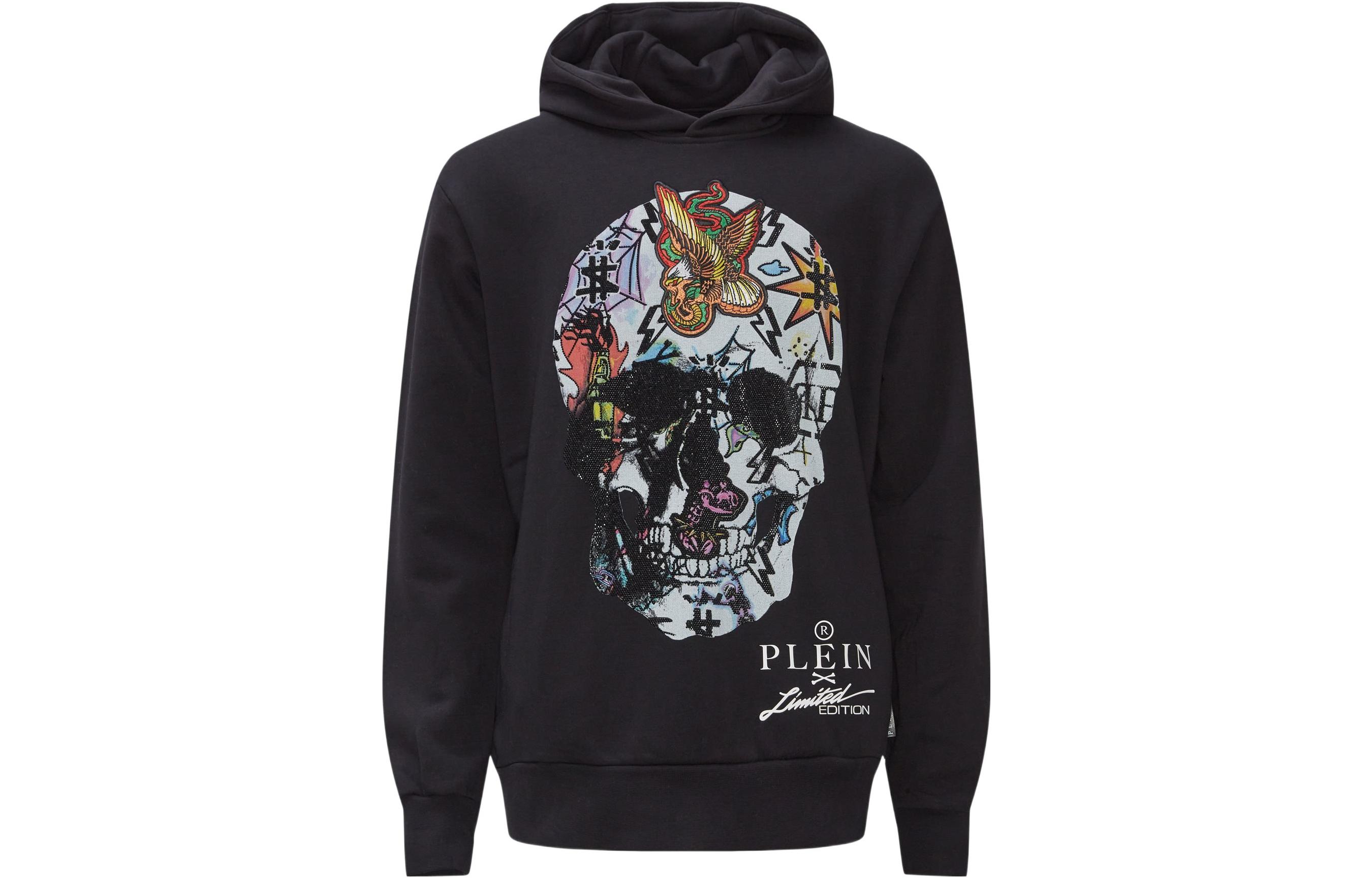 PHILIPP PLEIN SS22 Skull Print Hoodie Black - UJB0056PJO002N-02