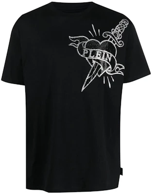 PHILIPP PLEIN SS23 Camiseta Negra Cuello Redondo con Estampado de Corazón. PACC-MTK6282-PJY002N-02 Order PHILIPP PLEIN SS23 Camiseta Negra Cuello Redondo con Estampado de Corazón. PACC-MTK6282-PJY002N-02