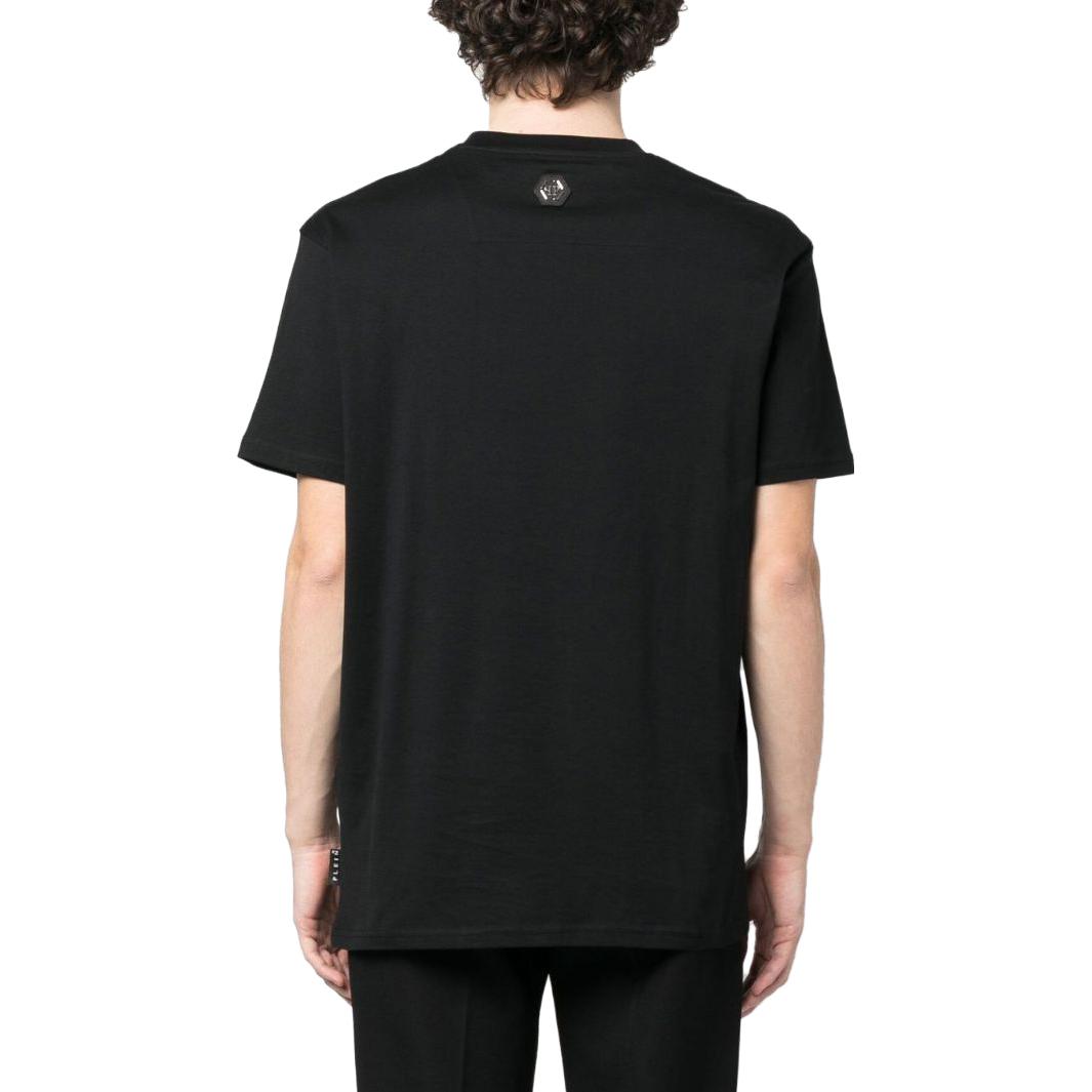 Shop PHILIPP PLEIN SS23 Camiseta Negra Cuello Redondo con Estampado de Corazón. PACC-MTK6282-PJY002N-02