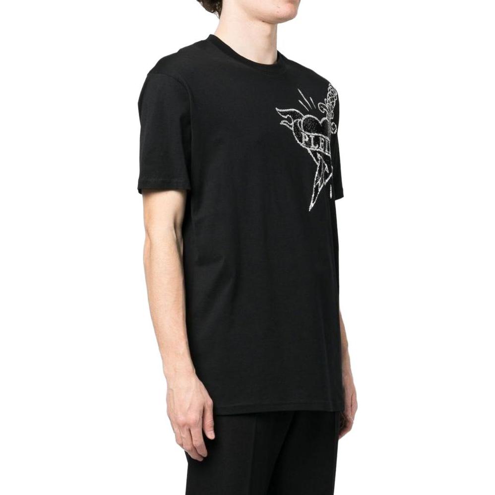 Purchase PHILIPP PLEIN SS23 Camiseta Negra Cuello Redondo con Estampado de Corazón. PACC-MTK6282-PJY002N-02