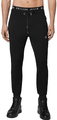 필립 플레인 SS23 블랙 로고 코튼 캐주얼 핏 스웻팬츠. PAAC-MJT1757-PJO002N-02 Shop 필립 플레인 SS23 블랙 로고 코튼 캐주얼 핏 스웻팬츠. PAAC-MJT1757-PJO002N-02