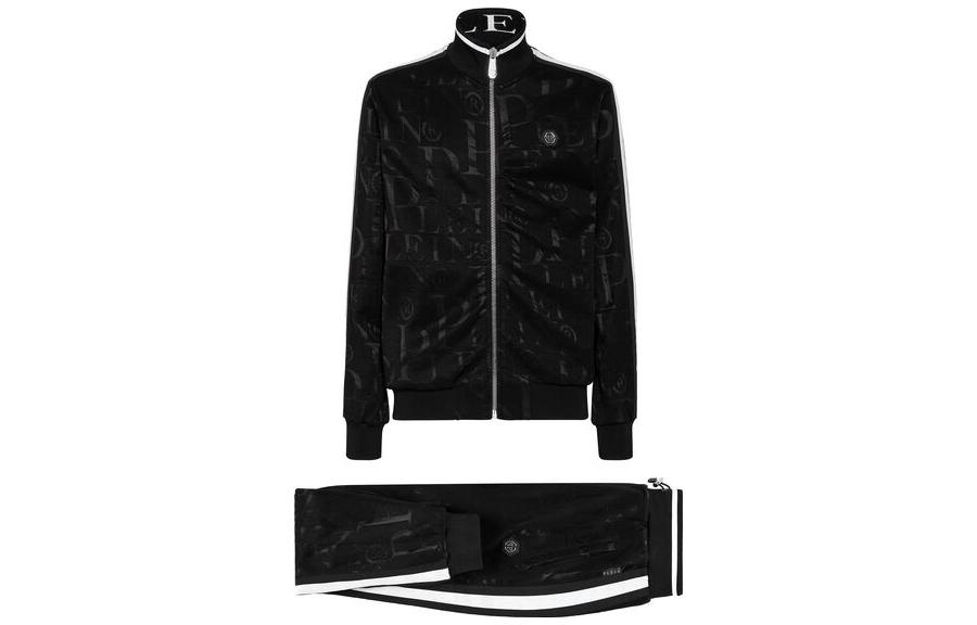 PHILIPP PLEIN SS23  Black Logo Printed Tracksuit. SABC-MJJ0344-PJO002N-02