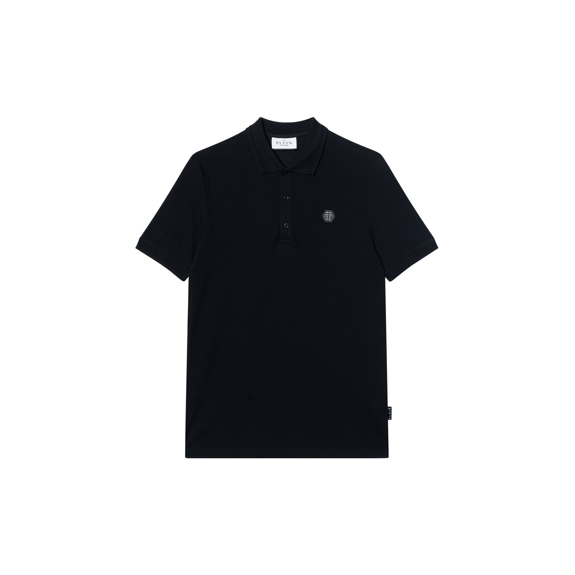 PHILIPP PLEIN SS23  Black Skull Logo Print Polo Shirt. SACC-MTK6343-PTE003N-02