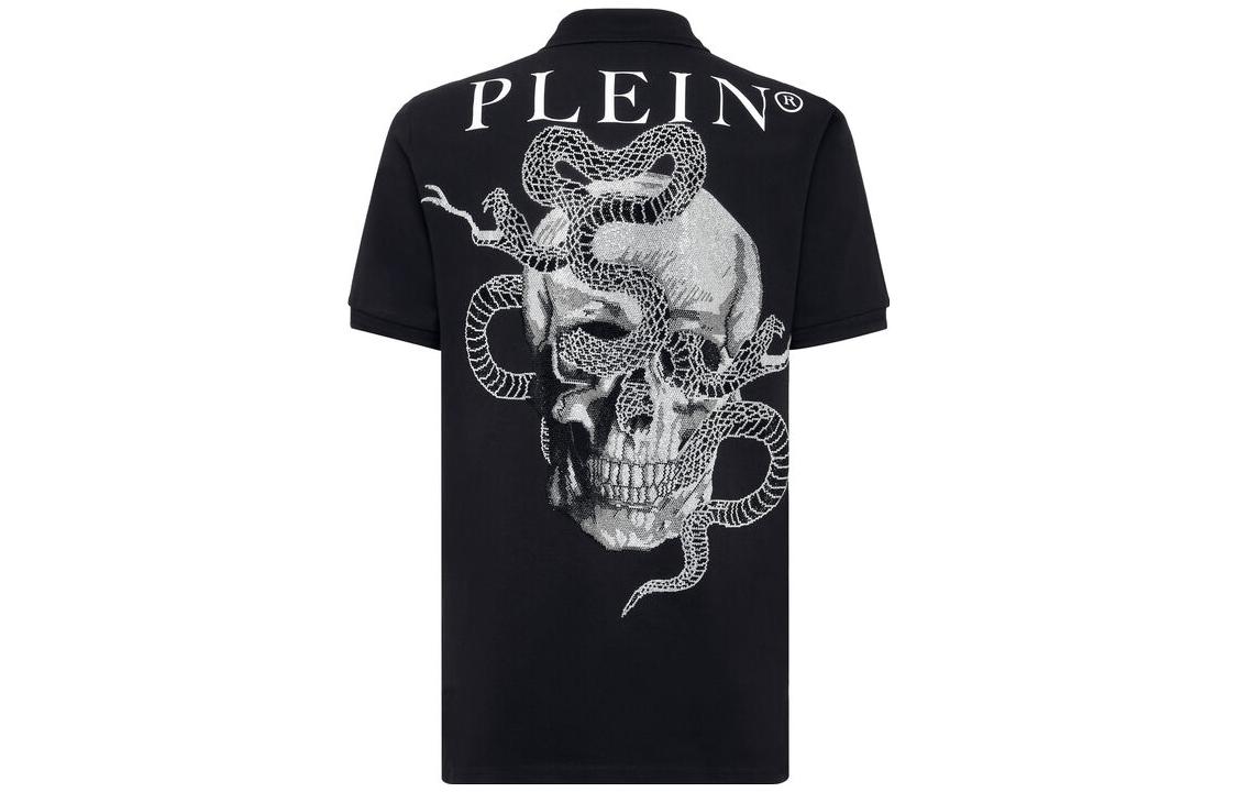 Order PHILIPP PLEIN SS23 ブラック スカルロゴ プリント ポロシャツ. SACC-MTK6343-PTE003N-02