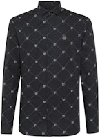 PHILIPP PLEIN SS23 Black Skull Print Long Sleeve Shirt. F19C-MRP0968-PTE012N-02 PHILIPP PLEIN SS23 Black Skull Print Long Sleeve Shirt. F19C-MRP0968-PTE012N-02