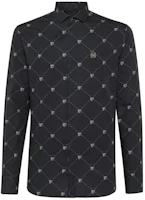 Order PHILIPP PLEIN SS23 黑色骷髏印花長袖襯衫 F19C-MRP0968-PTE012N-02