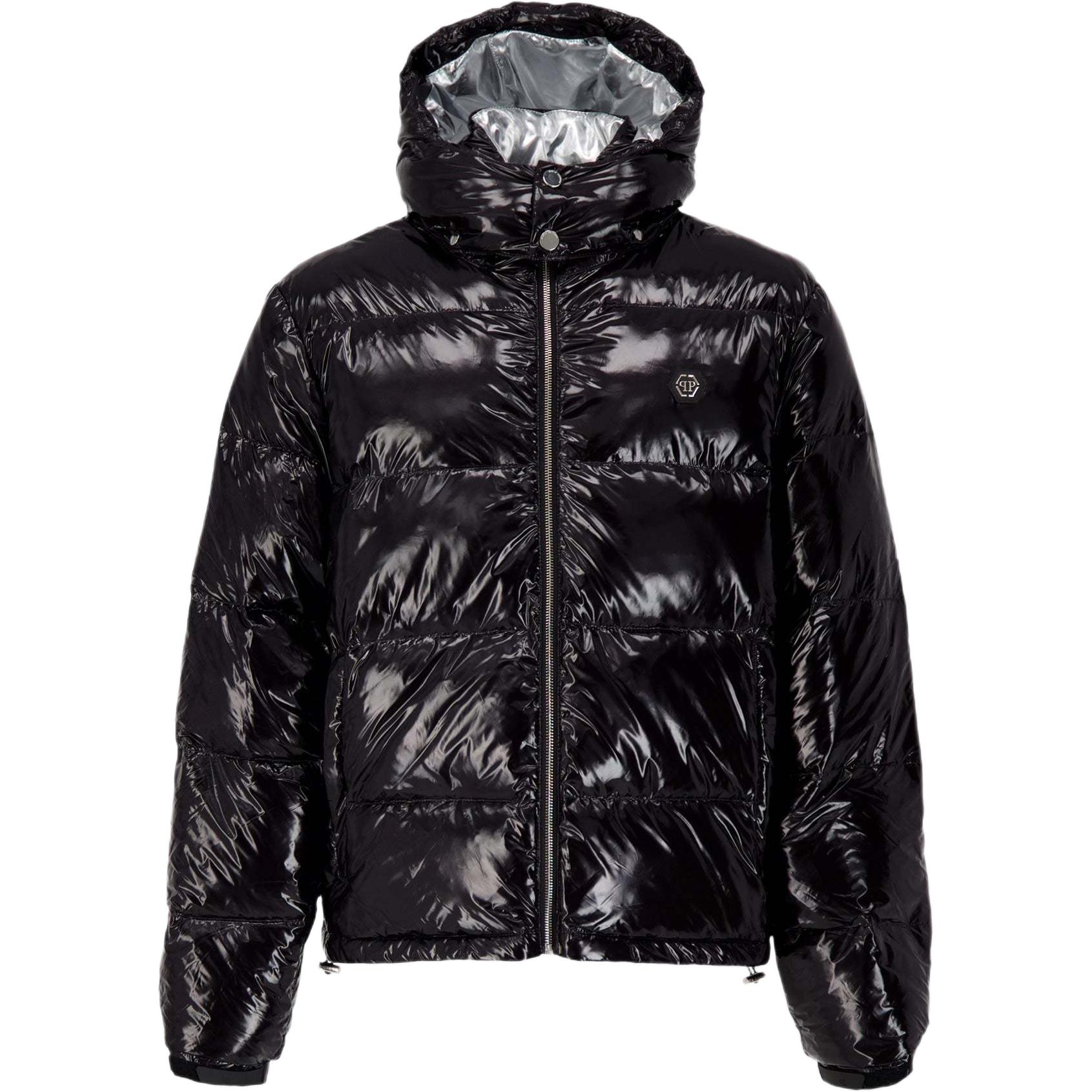 PHILIPP PLEIN SS23  Black Slim-Fit Hooded Puffer Jacket MRB2017-PNY002N-02