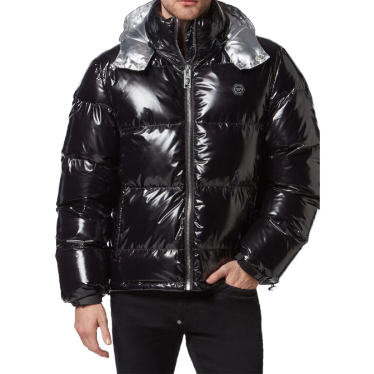 Lookbook PHILIPP PLEIN SS23 黑色修身連帽羽絨外套 MRB2017-PNY002N-02