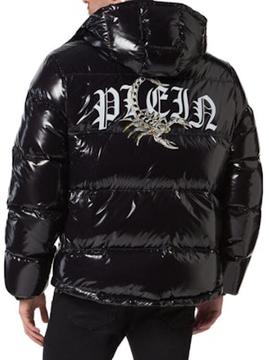 PHILIPP PLEIN SS23 黑色修身連帽羽絨外套 MRB2017-PNY002N-02 Shop PHILIPP PLEIN SS23 黑色修身連帽羽絨外套 MRB2017-PNY002N-02