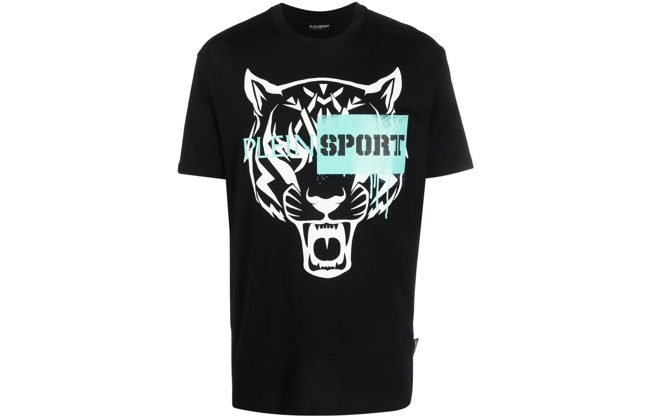 PHILIPP PLEIN SS23  Black Tiger Graphic Print Short-Sleeve T-Shirt. SACC-MTK6029-SJY001N-0201