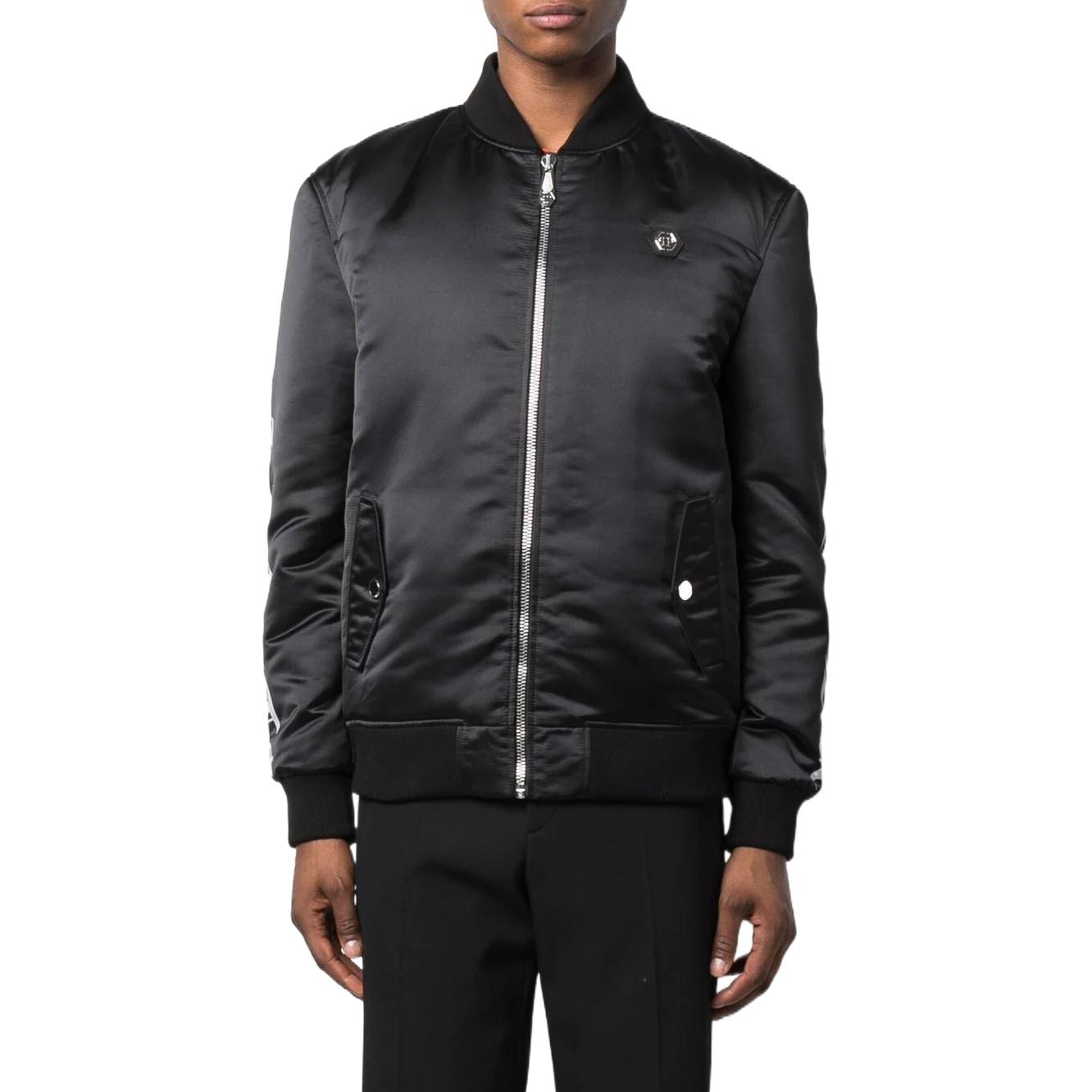 Lookbook 菲利普普萊因 SS23 黑色標誌印花飛行夾克. SABC-MRB1879-PTE003N-02