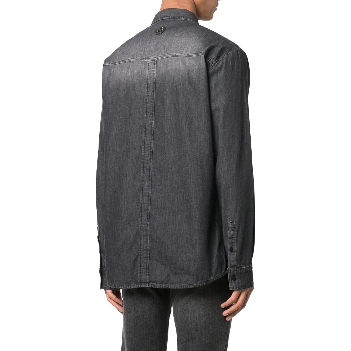 Shop フィリップ・プライン SS23 スリムフィットデニムロングスリーブシャツ PAAC-MDP0165-PDE004N-02ED