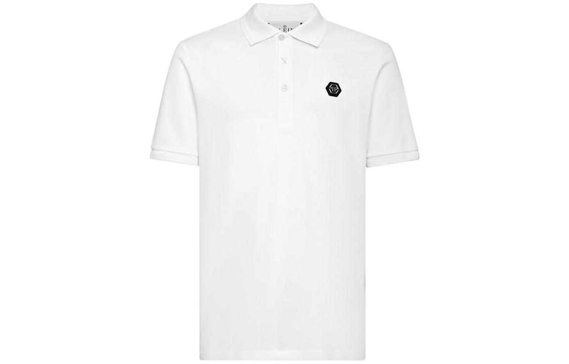 Lookbook PHILIPP PLEIN SS23 Polo Casual Blanco con Logo de Calavera Impreso. SACC-MTK6343-PTE003N-01