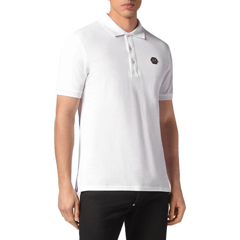 Details for PHILIPP PLEIN SS23 Polo Casual Blanco con Logo de Calavera Impreso. SACC-MTK6343-PTE003N-01