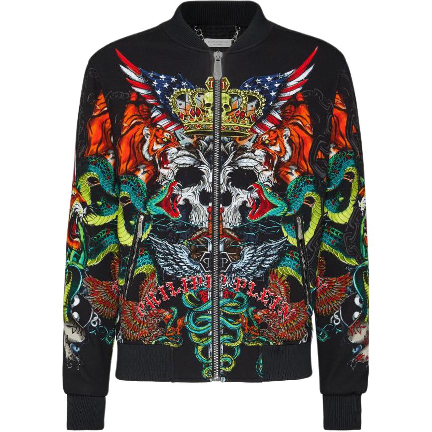 PHILIPP PLEIN SS23 Animal Print Zip-Up Casual Jacket PAAC-MRB1702-PTE003N-0221