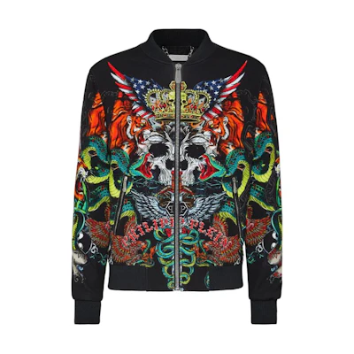 PHILIPP PLEIN SS23 Animal Print Zip-Up Casual Jacket PAAC-MRB1702-PTE003N-0221
