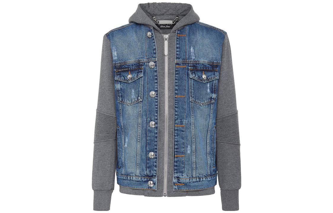 PHILIPP PLEIN SS23 Back Logo Print Zip Jacket Blue Fashion PAAC-MDB0398-PDE004N-08RY