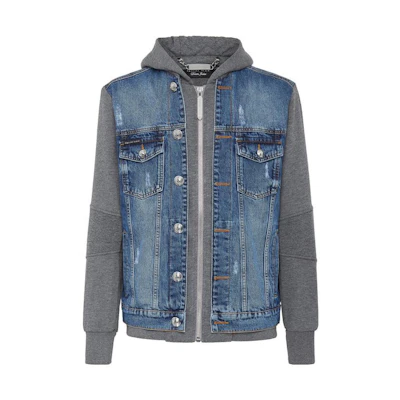 PHILIPP PLEIN SS23 Back Logo Print Zip Jacket Blue Fashion PAAC-MDB0398-PDE004N-08RY