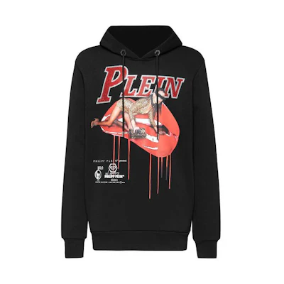 PHILIPP PLEIN SS23 Black Colorblock Logo Print Hoodie Unisex PAAC-MJB2389-PJO002N-02