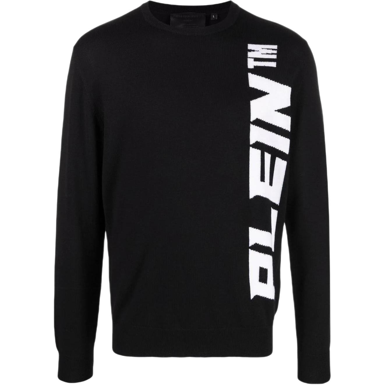 PHILIPP PLEIN SS23 Black Crewneck Sweatshirt with Letter Print FAAC-MKO1107-PKN002N-02