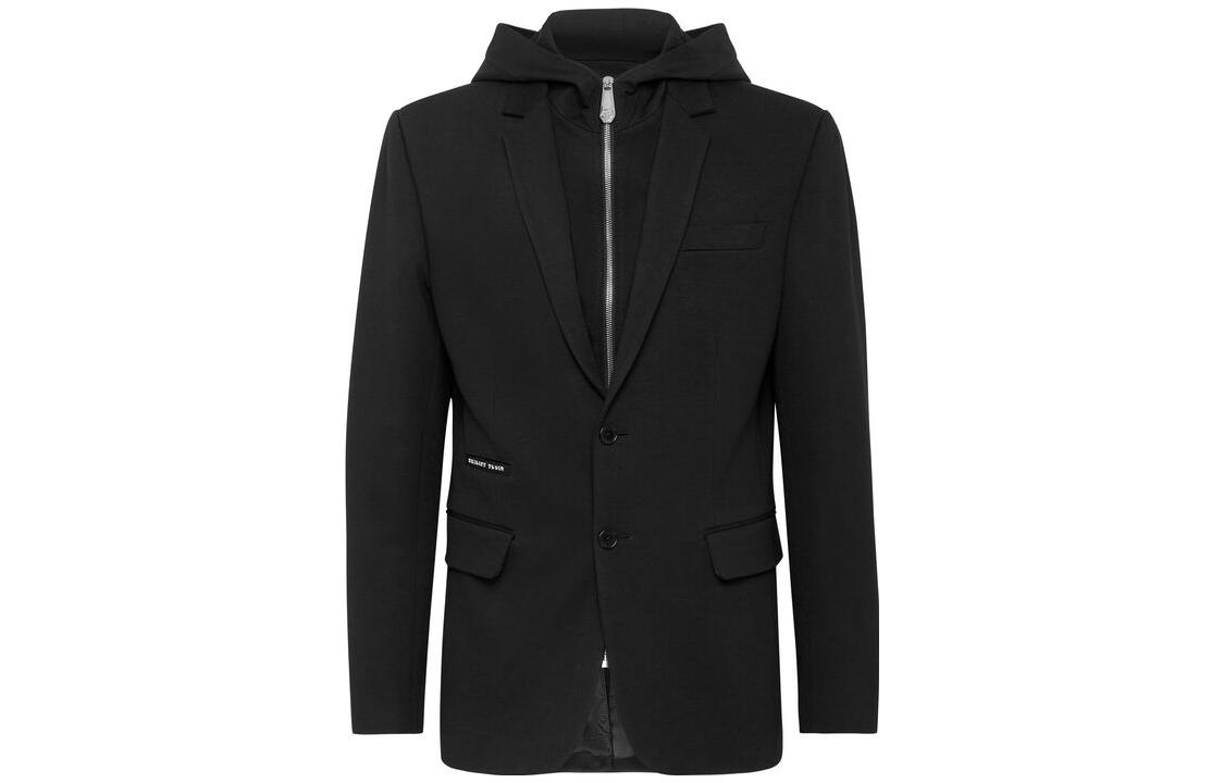 PHILIPP PLEIN SS23 Black Dual-Layer Hoodie Jacket PAAC-MRF1518-PTE003N-02