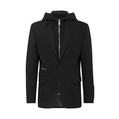PHILIPP PLEIN SS23 Black Dual-Layer Hoodie Jacket PAAC-MRF1518-PTE003N-02