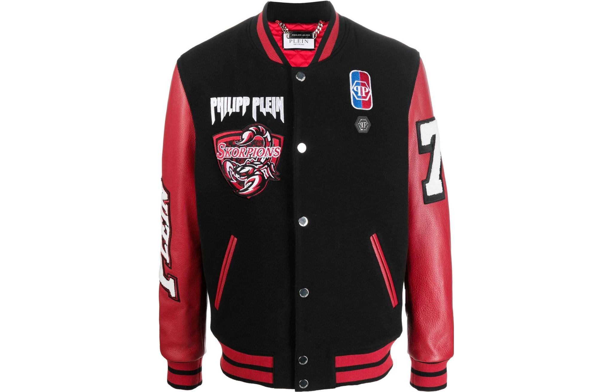 PHILIPP PLEIN SS23 Black Logo Embroidered Bomber Jacket AABC-MLB1657-PTE120N-0213