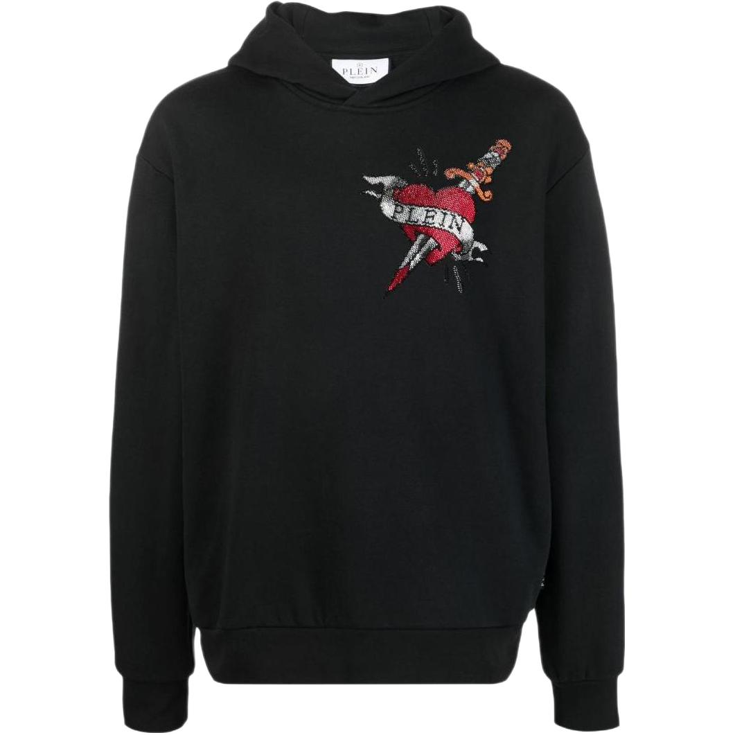 PHILIPP PLEIN SS23 Black Logo Sequin Sweatshirt PACC-MJB2992-PJO002N-02